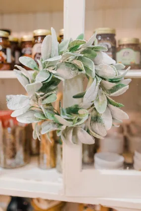 10" Faux Snowy Lambs Ear Wreath