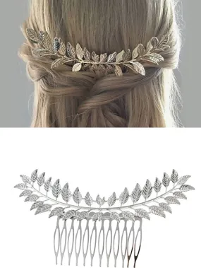 1pc Girls' Hair Combs Leaves Comb Fashion Gold Leaf Clips Tiara Vintage Roman Goddess Leaf Bridal Hair Crown Branch for Wedding Party Dancing Party Fashion Show for Women