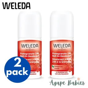 [2 Pack] Weleda Pomegranate 24hr Roll-On Deodorant, 50ml