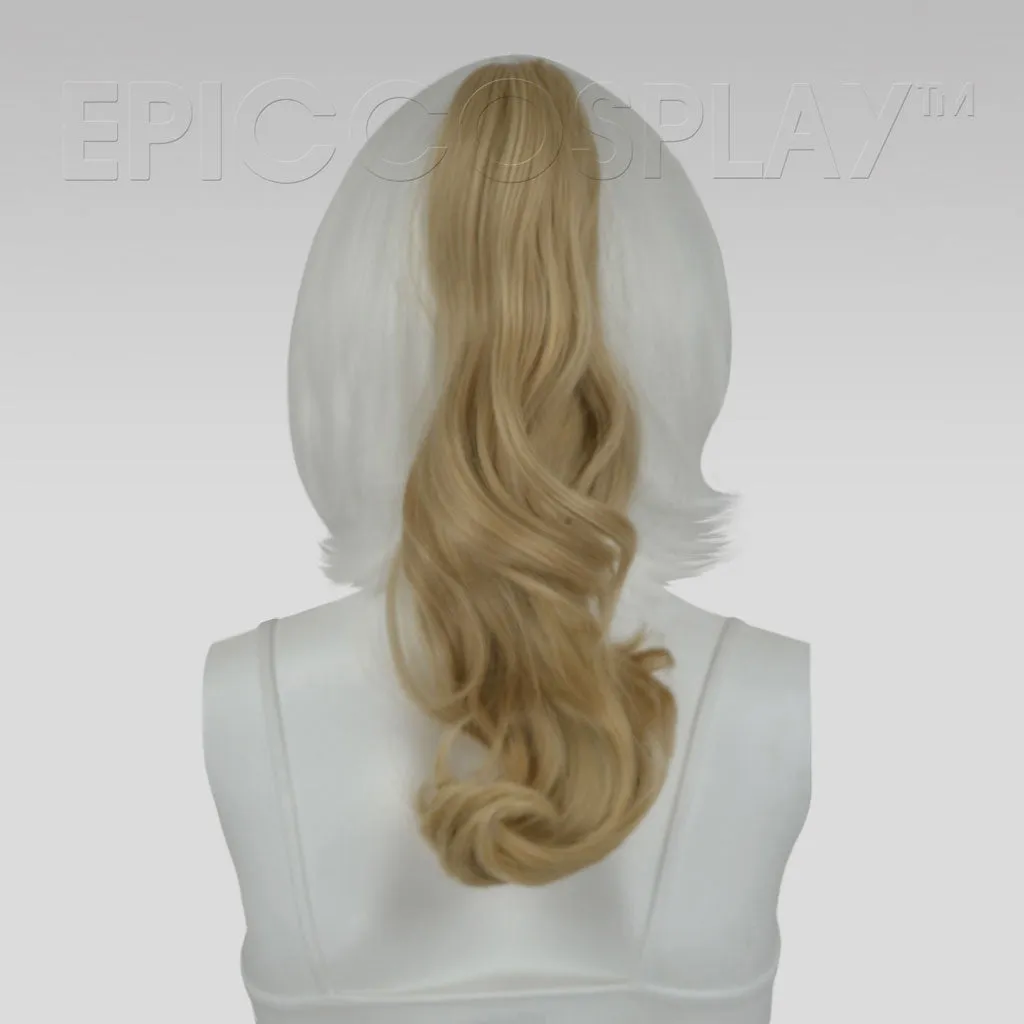 20" Blonde Mix Wavy Curly Ponytail Clipon