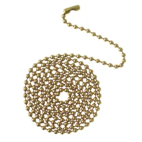 3-Foot Beaded Chain with Connector, Solid Brass