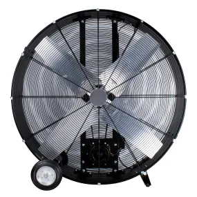 36” High-Velocity Belt Drive Drum Fan with Industrial-Grade Aluminum Blades, All-Metal Construction, 8” Wheels