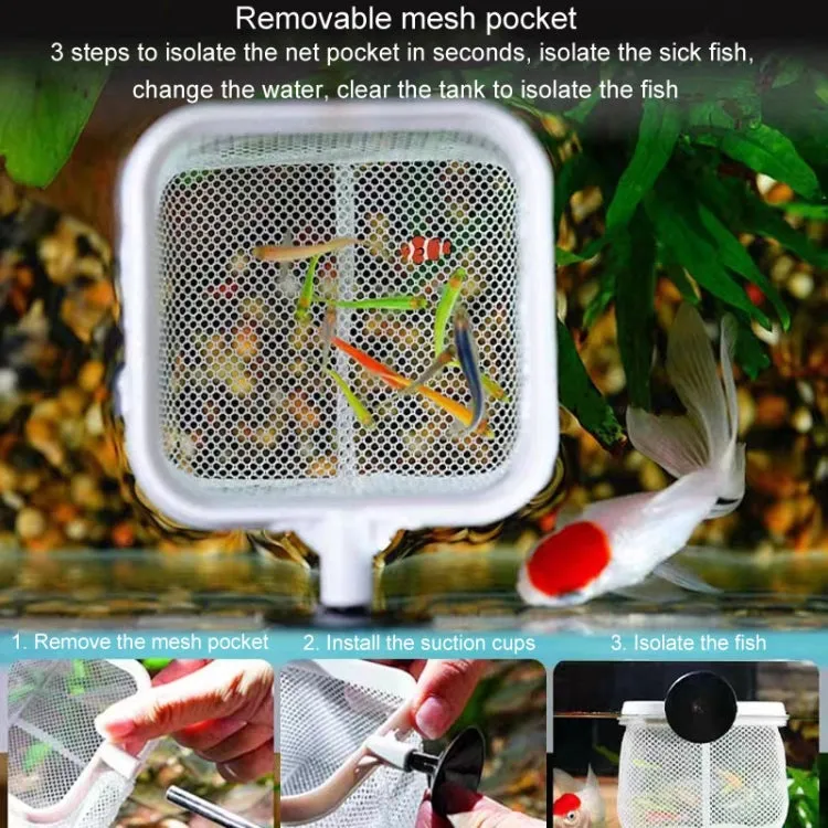 3D Fish Tank Fishing Net Stainless Steel Retractable Fish Shrimp Fish Net Pocket, Color: Round White