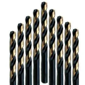 #48 Wire Size Jobber Length Drill Bit - Black and Gold - Split Point - 12 Pack