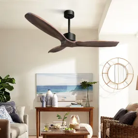 52’’ Wooden Ceiling Fan w/AC Motor, Remote, Timer - Devanti