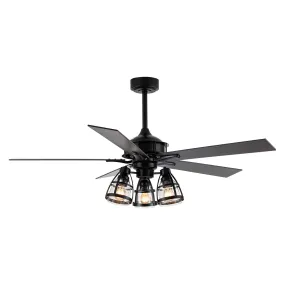 52" Kashmir Traditional Downrod Mount Reversible Ceiling Fan with Lighting and Remote Control