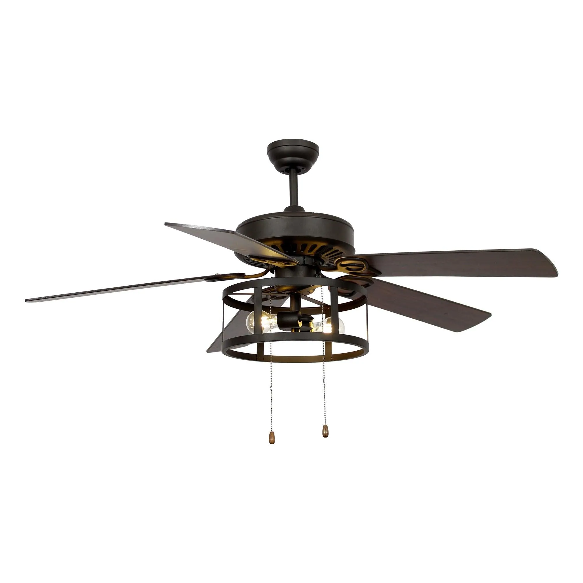 52" Urbana Downrod Mount Reversible Industrial Ceiling Fan with Lighting and Pull Chain