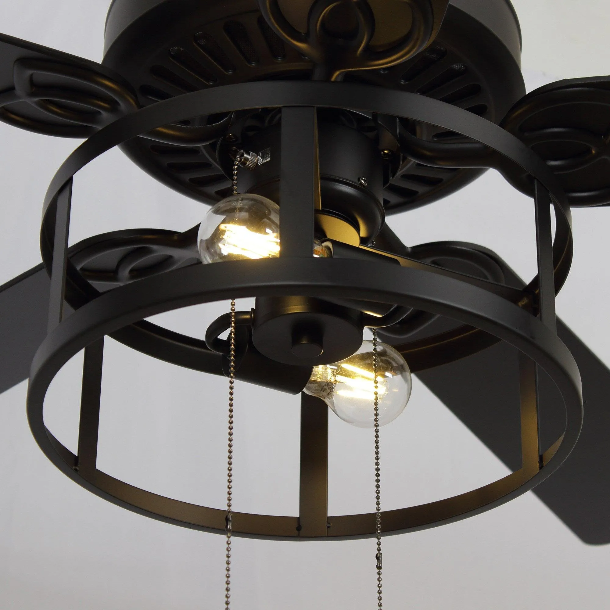 52" Urbana Downrod Mount Reversible Industrial Ceiling Fan with Lighting and Pull Chain