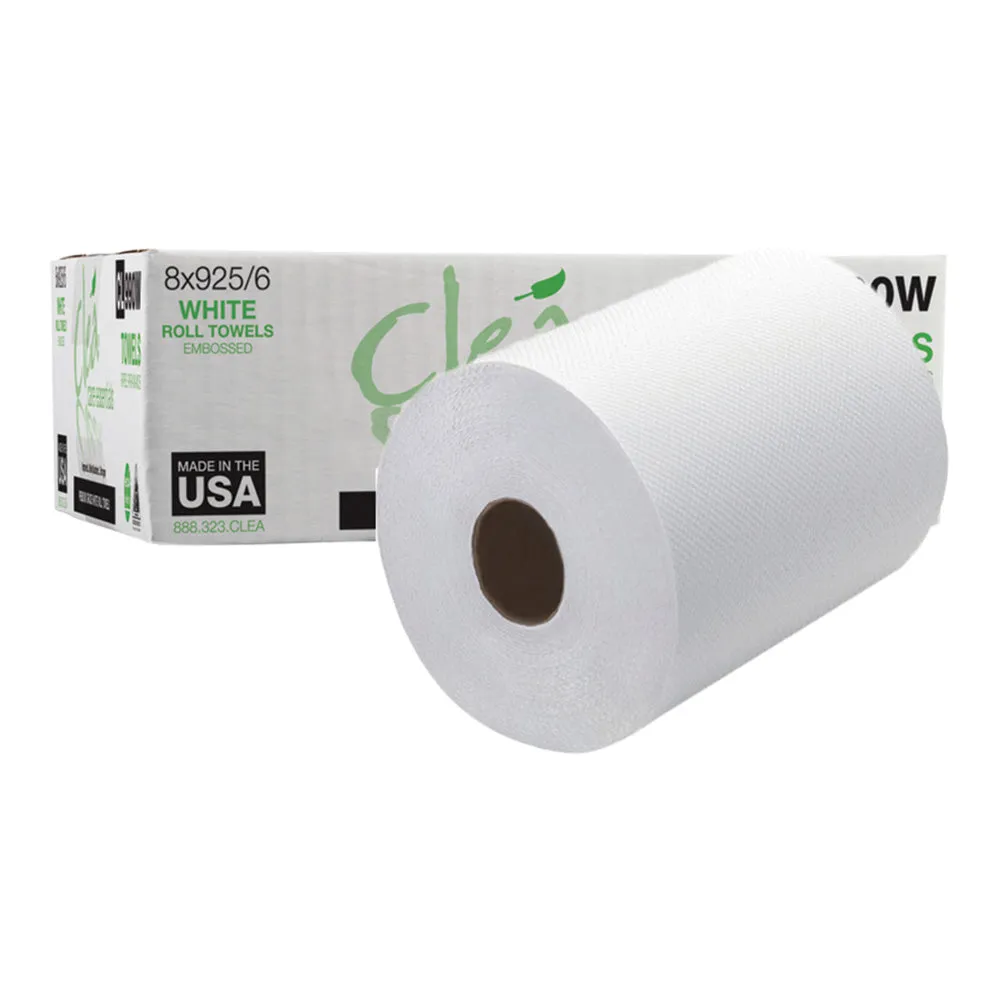 925' Cleá Recycled, White Hand Towels Roll  6/cs)