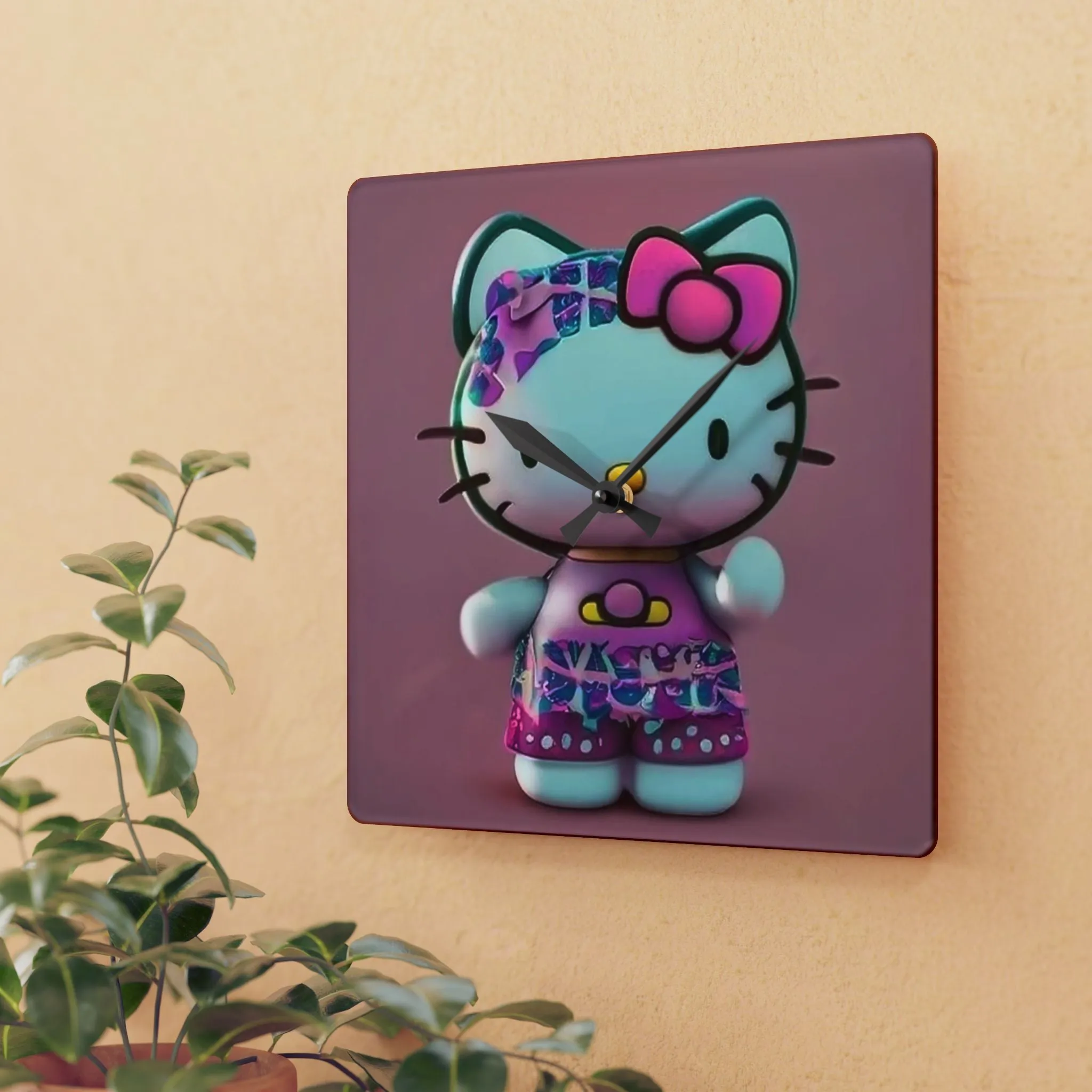 Acrylic Wall Clock- Hello Kitty Pink & Blue