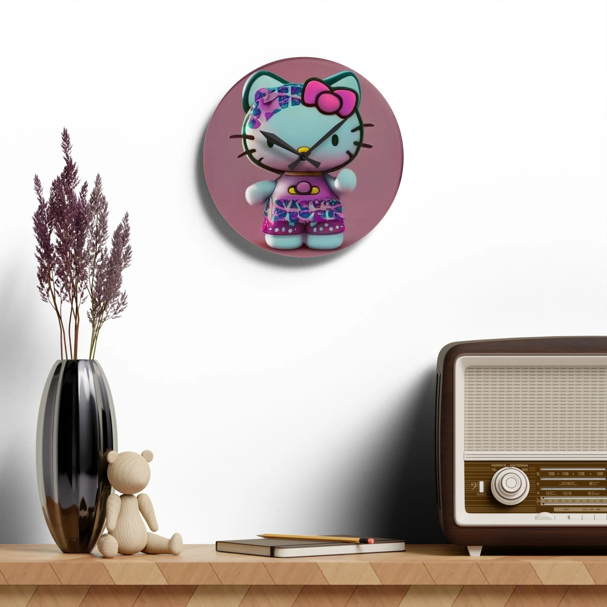 Acrylic Wall Clock- Hello Kitty Pink & Blue