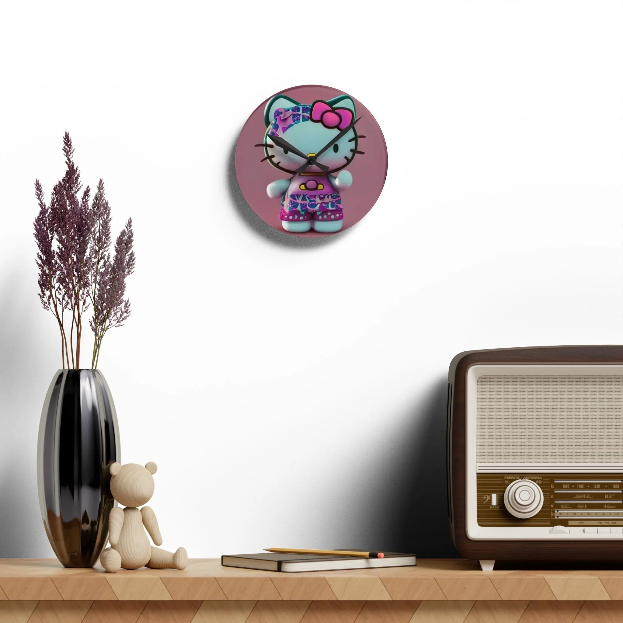 Acrylic Wall Clock- Hello Kitty Pink & Blue