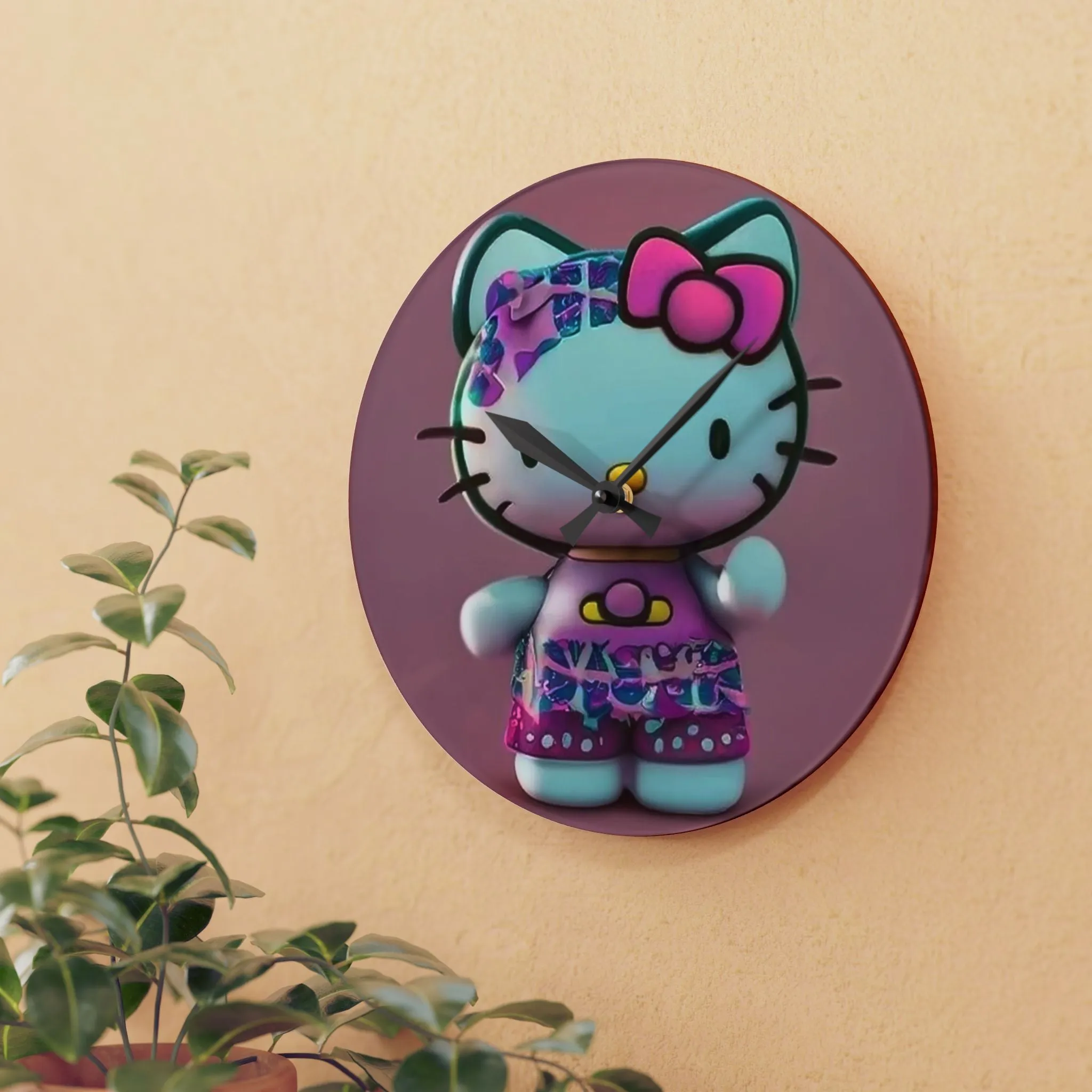 Acrylic Wall Clock- Hello Kitty Pink & Blue