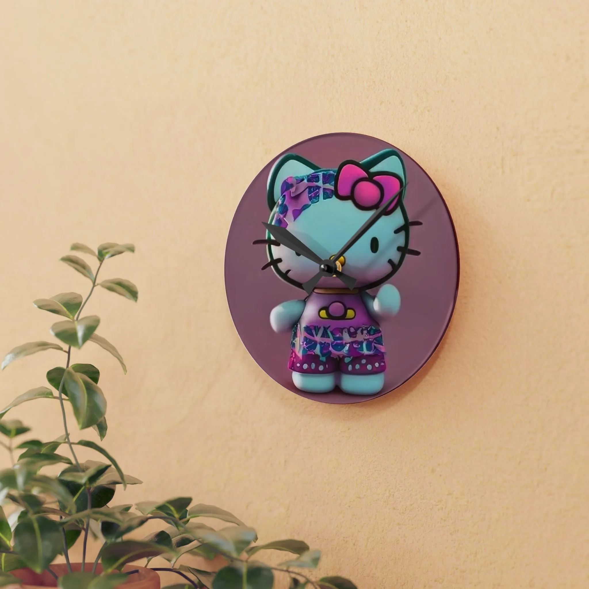 Acrylic Wall Clock- Hello Kitty Pink & Blue