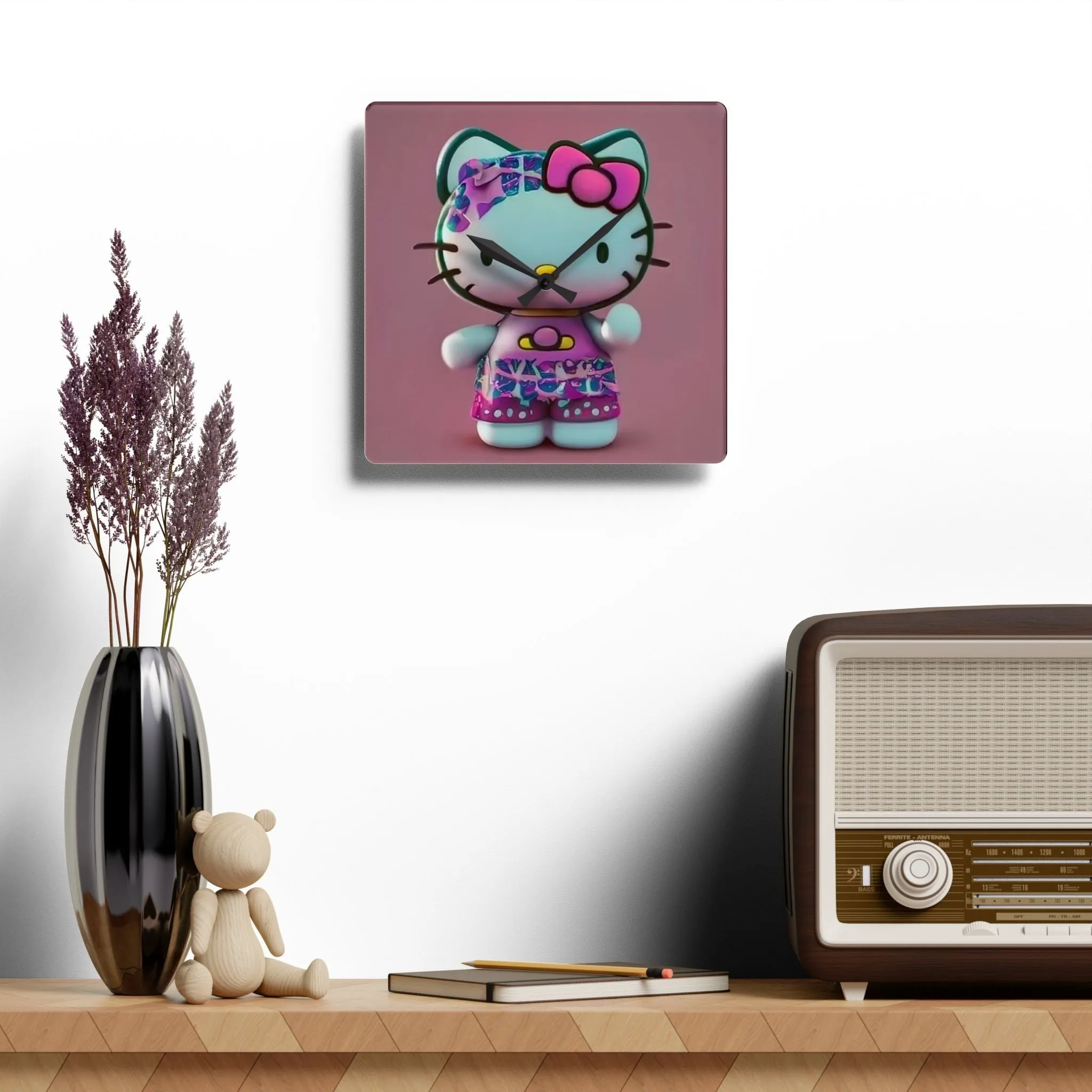 Acrylic Wall Clock- Hello Kitty Pink & Blue