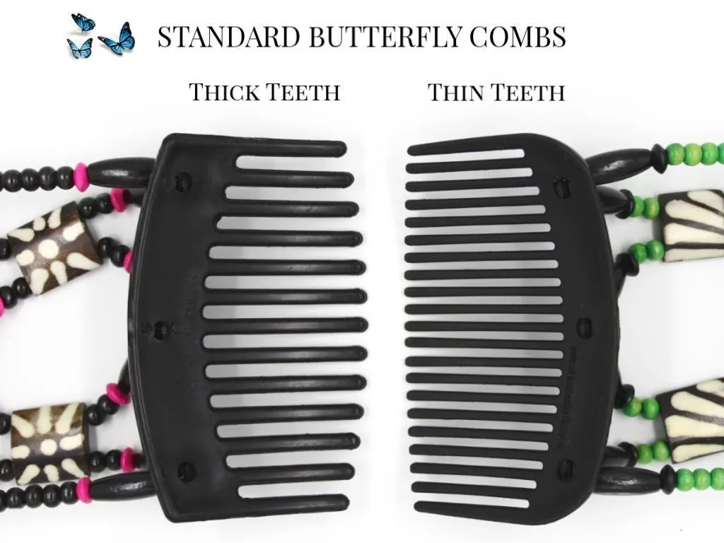 African Butterfly Hair Comb - Flowers Black 42