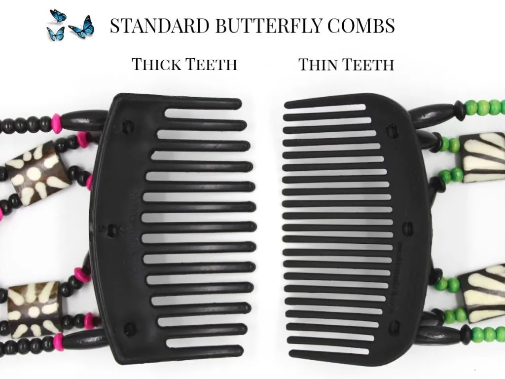 African Butterfly Hair Comb - Ndebele Brown 25