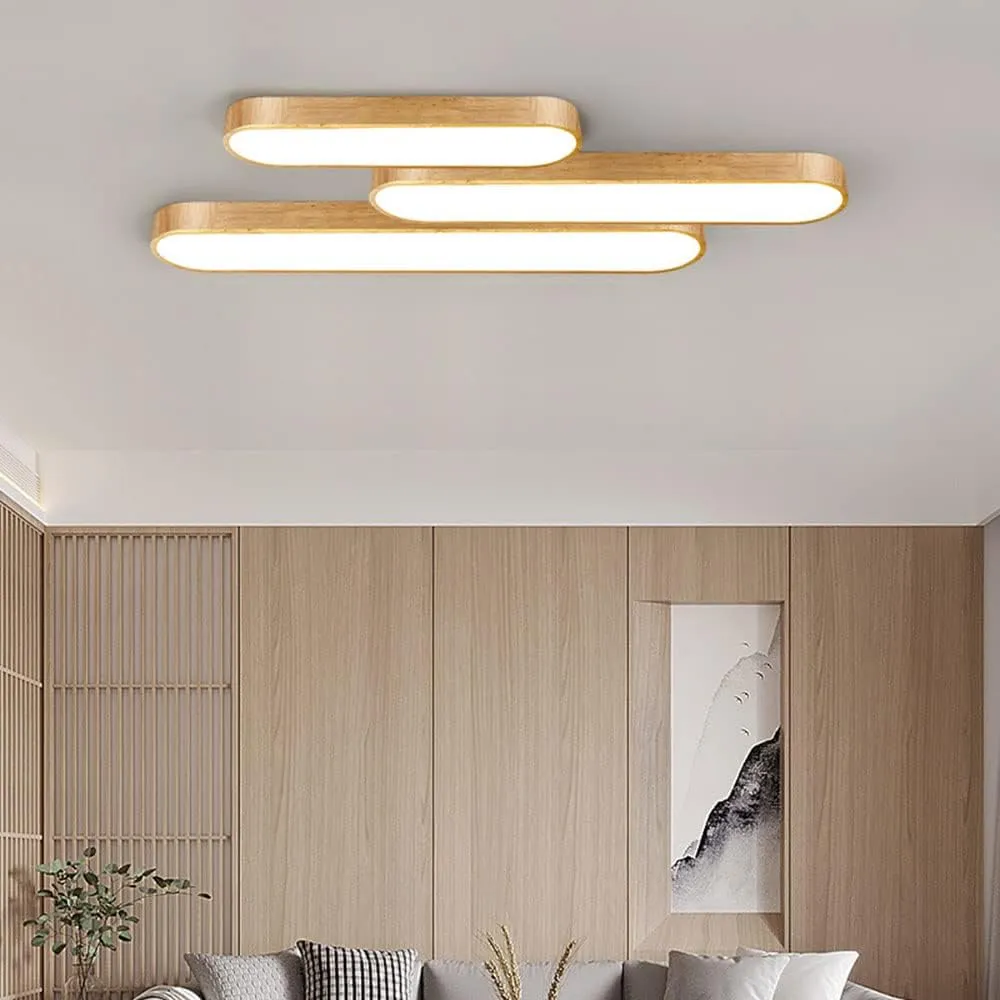 Ainoxel Wooden Flush Mount Ceiling Light