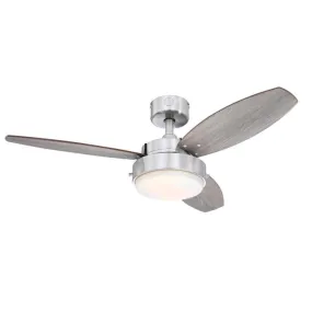 Alloy 42-Inch Three-Blade Indoor Ceiling Fan, Brushed Nickel Finish with LED Light Fixture