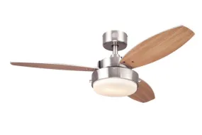 Alloy 42-Inch Three-Blade Indoor Ceiling Fan, Brushed Nickel Finish with LED Light Fixture