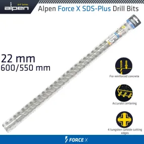 ALPEN FORCE X 22.0 x 600/550  SDS-PLUS DRILL BIT X4 CUTTING EDGES ALP905022