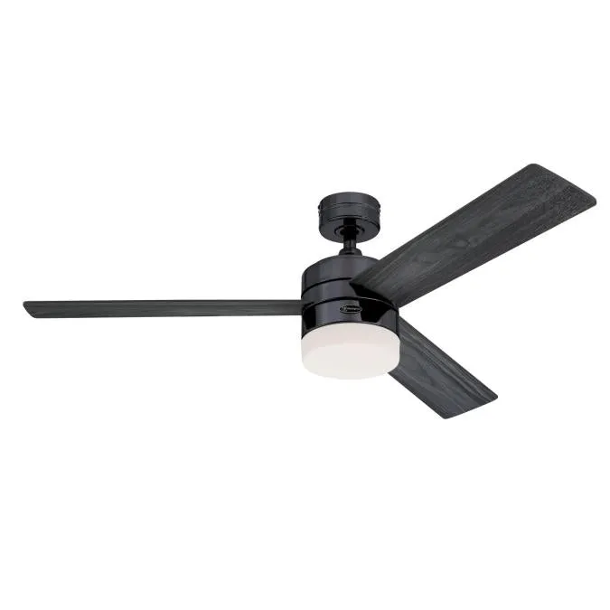 Alta Vista 52-Inch Three-Blade Indoor Ceiling Fan, Gun Metal Finish with Dimmable LED Light Fixture, Remote Control Included