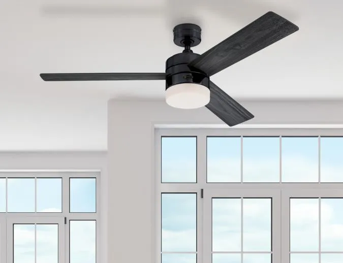 Alta Vista 52-Inch Three-Blade Indoor Ceiling Fan, Gun Metal Finish with Dimmable LED Light Fixture, Remote Control Included