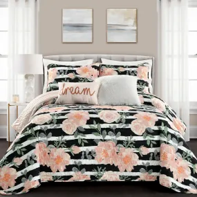 Amara Watercolor Rose Quilt Set