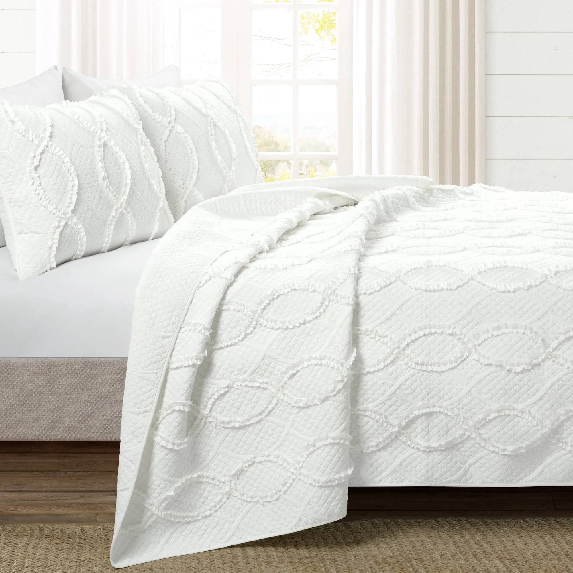 Avon Textured Ruffle Quilt 3 Piece Set