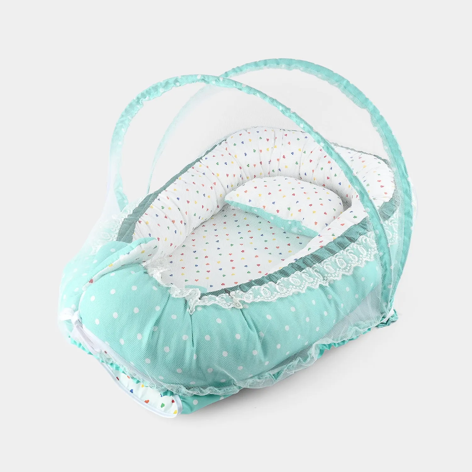 Baby Snuggle Bed Set 9pcs Polka Dot |  Green