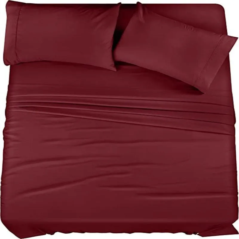 Brushed Microfiber Bedding Sheets Set, 4 Piece Bedding, Shrinkage and Fade Resistant, Easy Care