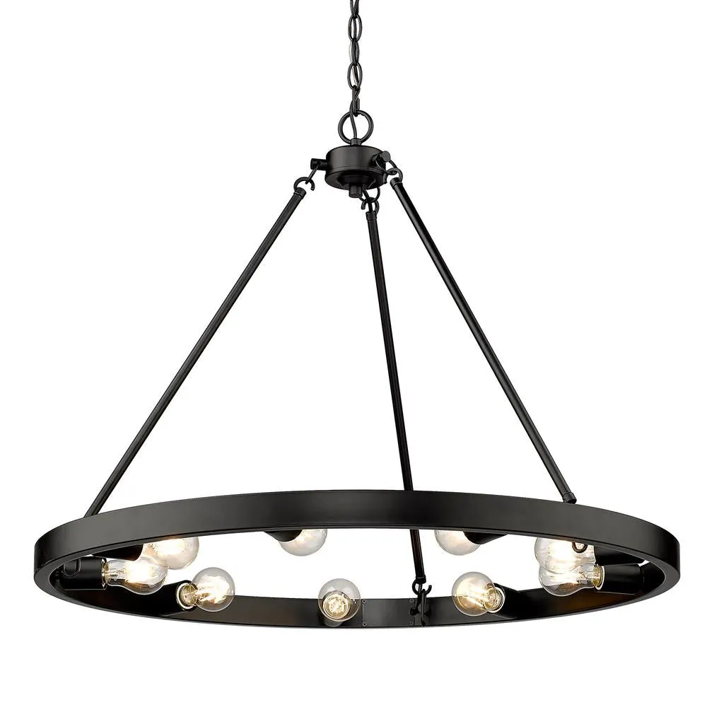 CASTILE 9 LIGHT CHANDELIER, MATTE BLACK