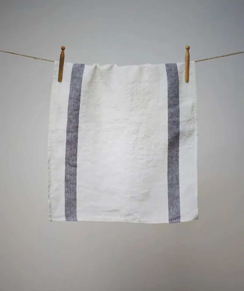 Charcoal Stripe Linen Tea Towel | Arles Collection