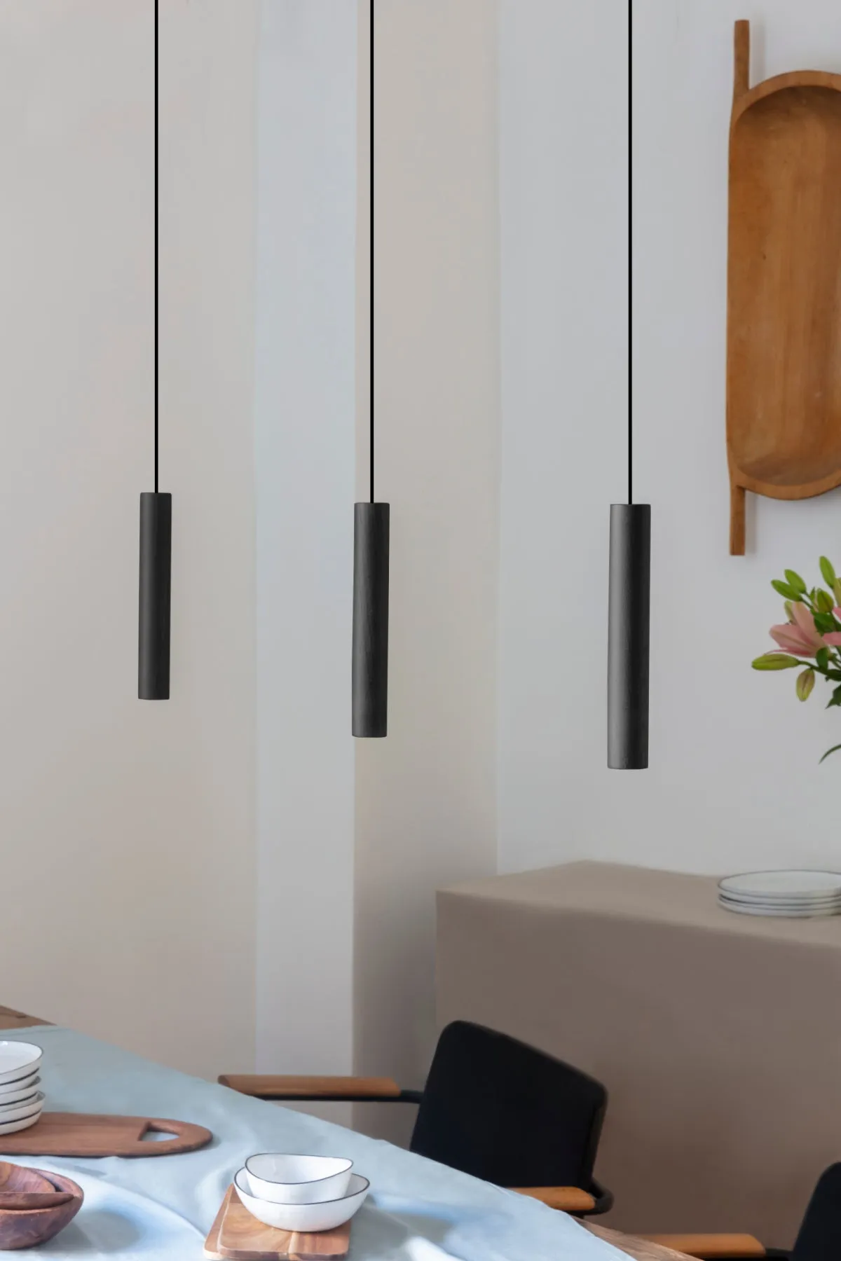 CHIMES Cluster 3 Oak LED Pendant Lights