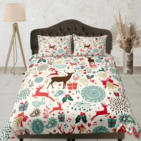 Christmas Duvet Cover Set with Pillows Christmas Reindeer Dorm Bedding Comforter Cover Christmas Gift