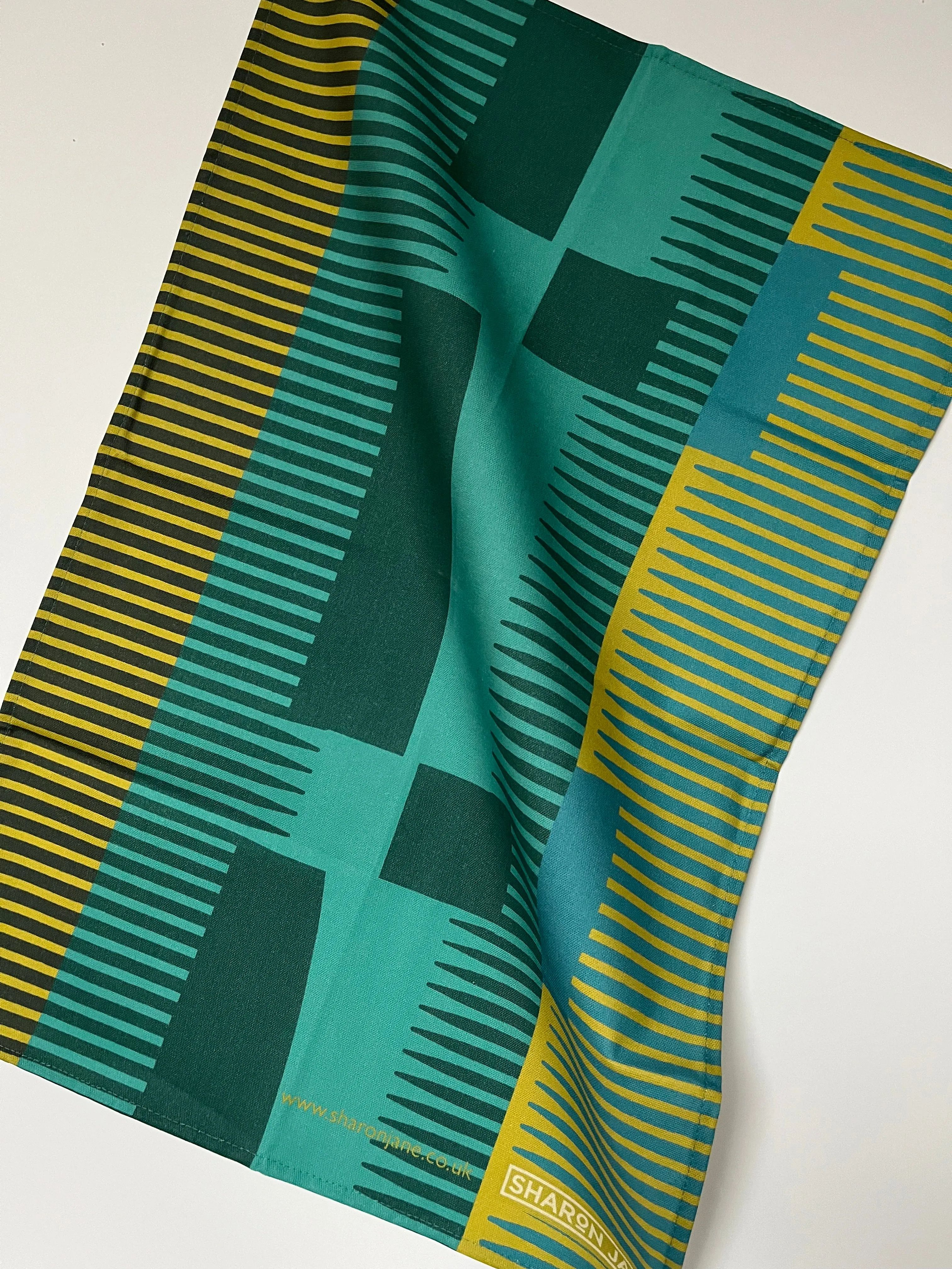 Combed Stripe Tea Towel - Turquoise   Teal