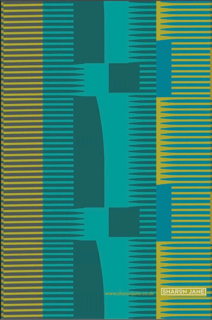 Combed Stripe Tea Towel - Turquoise   Teal