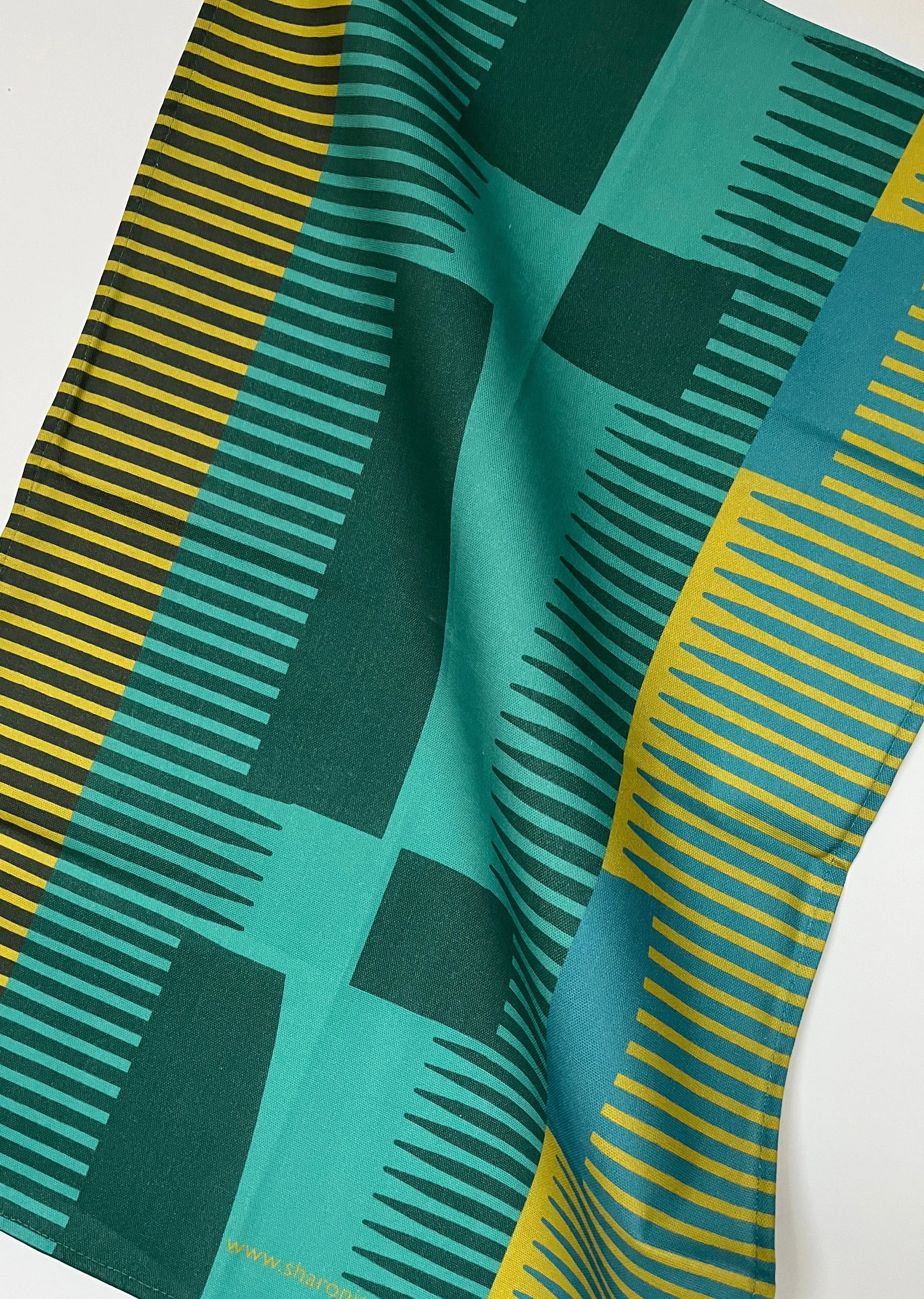 Combed Stripe Tea Towel - Turquoise   Teal