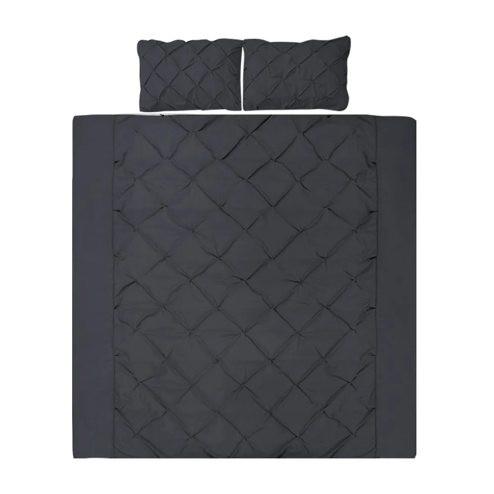 Diamond Pintuck Quilt Cover Set Super King Black, Giselle Bedding