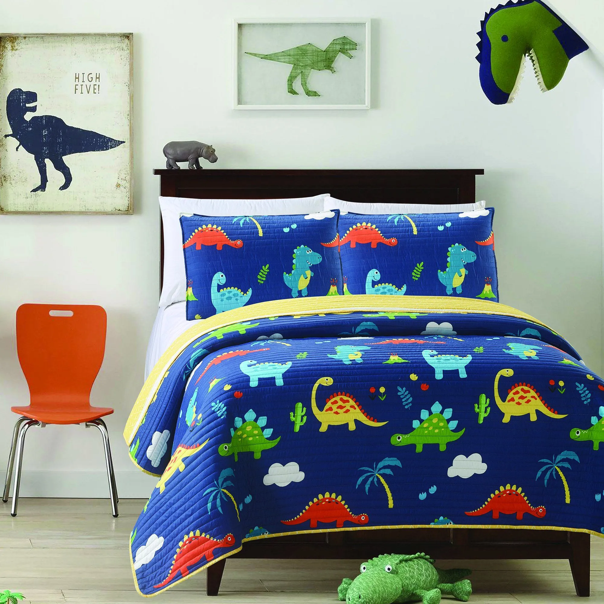 Dinosaurs - 3 Piece Reversible Quilt Set