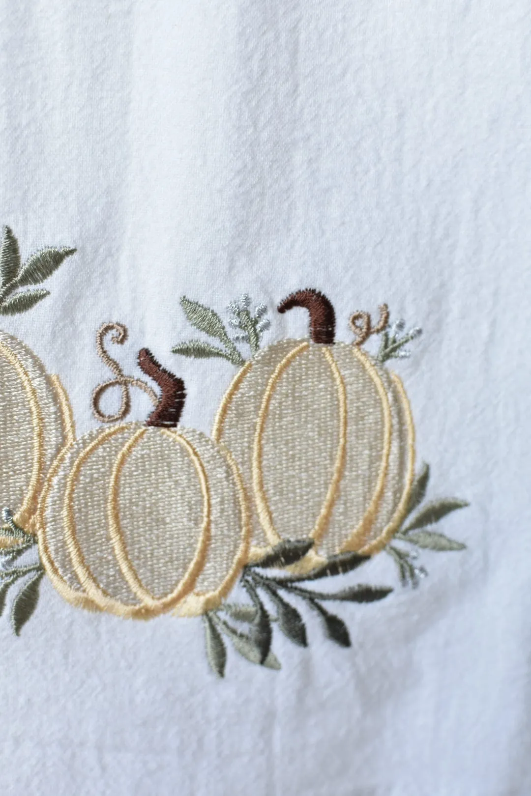 Embroidered Pumpkin Kitchen Towel