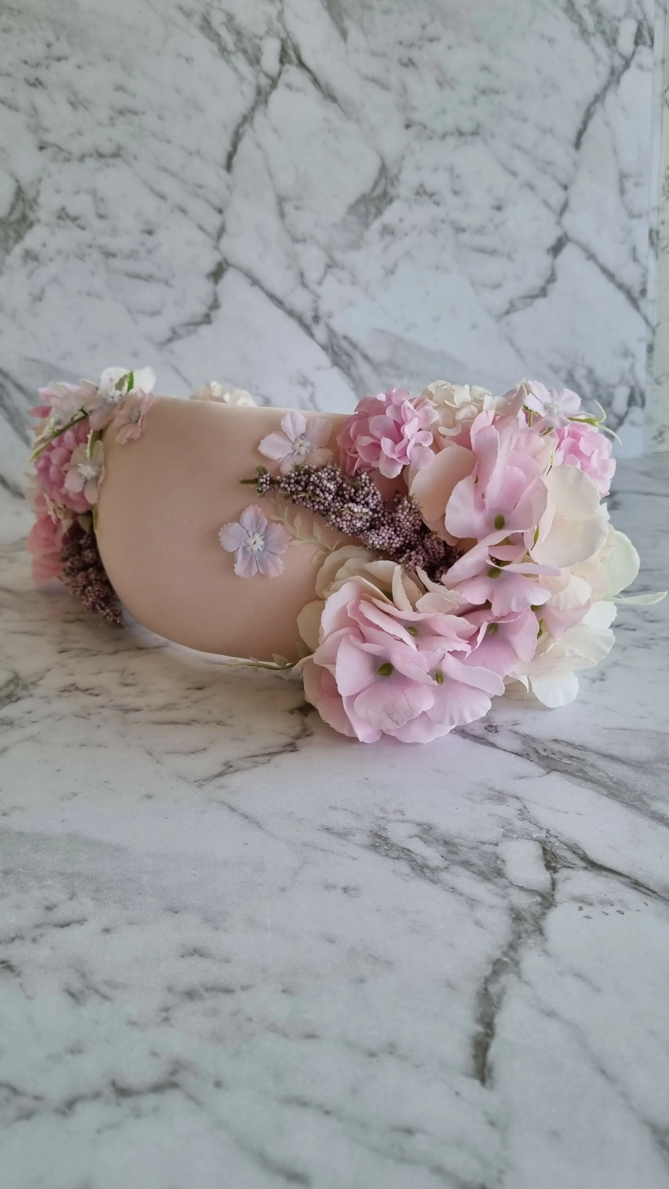 Faye - Pink Bandeau Floral Headpiece