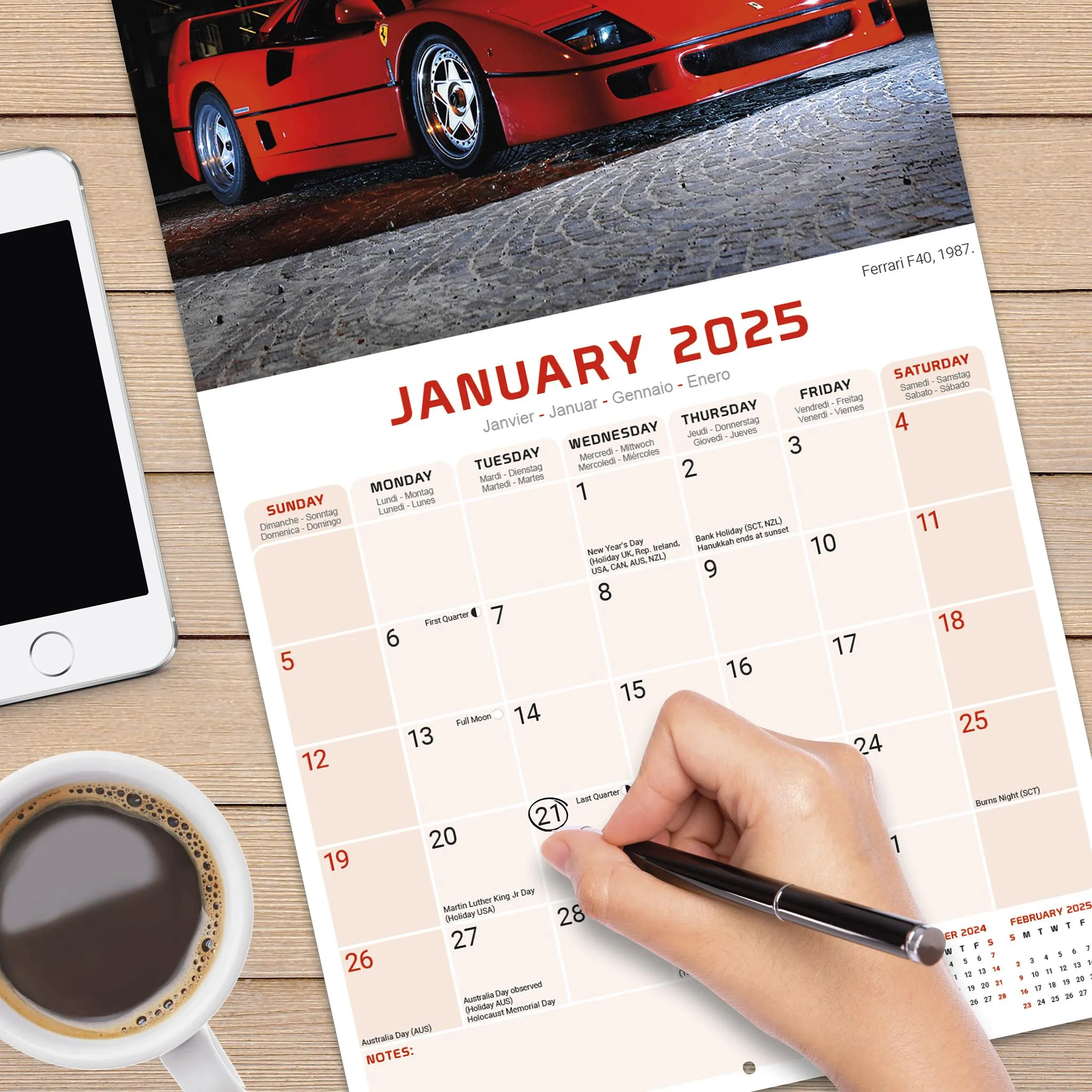 Ferrari Wall 2025 Calendar