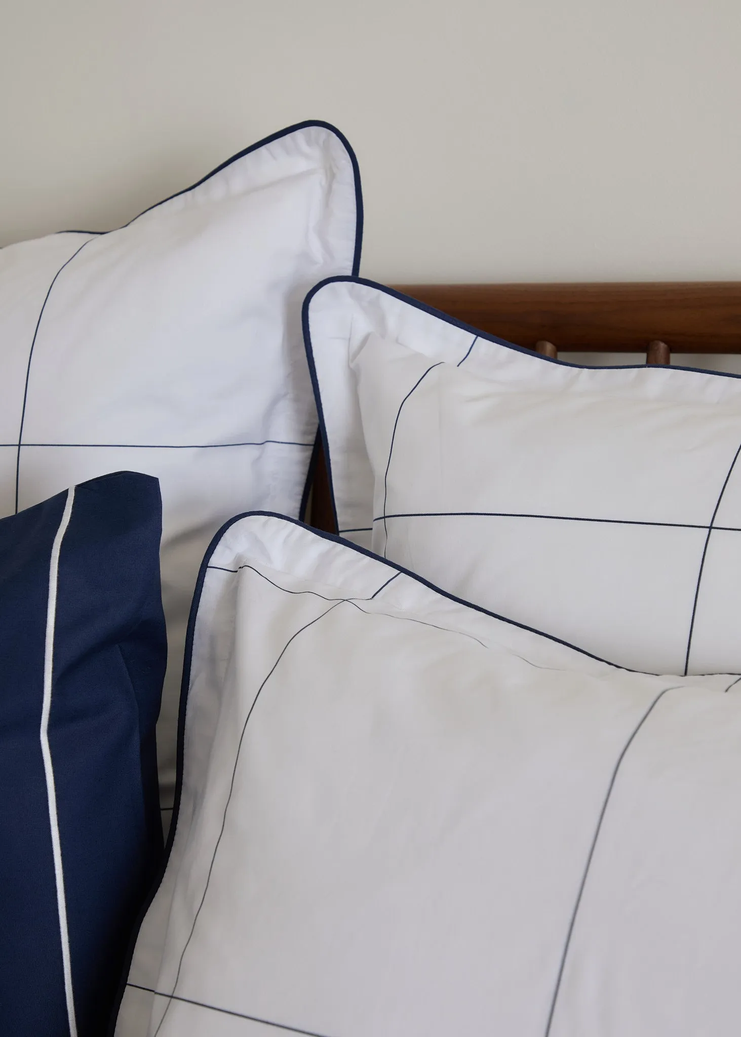 Foxford Navy Windowpane Oxford Pillowcase