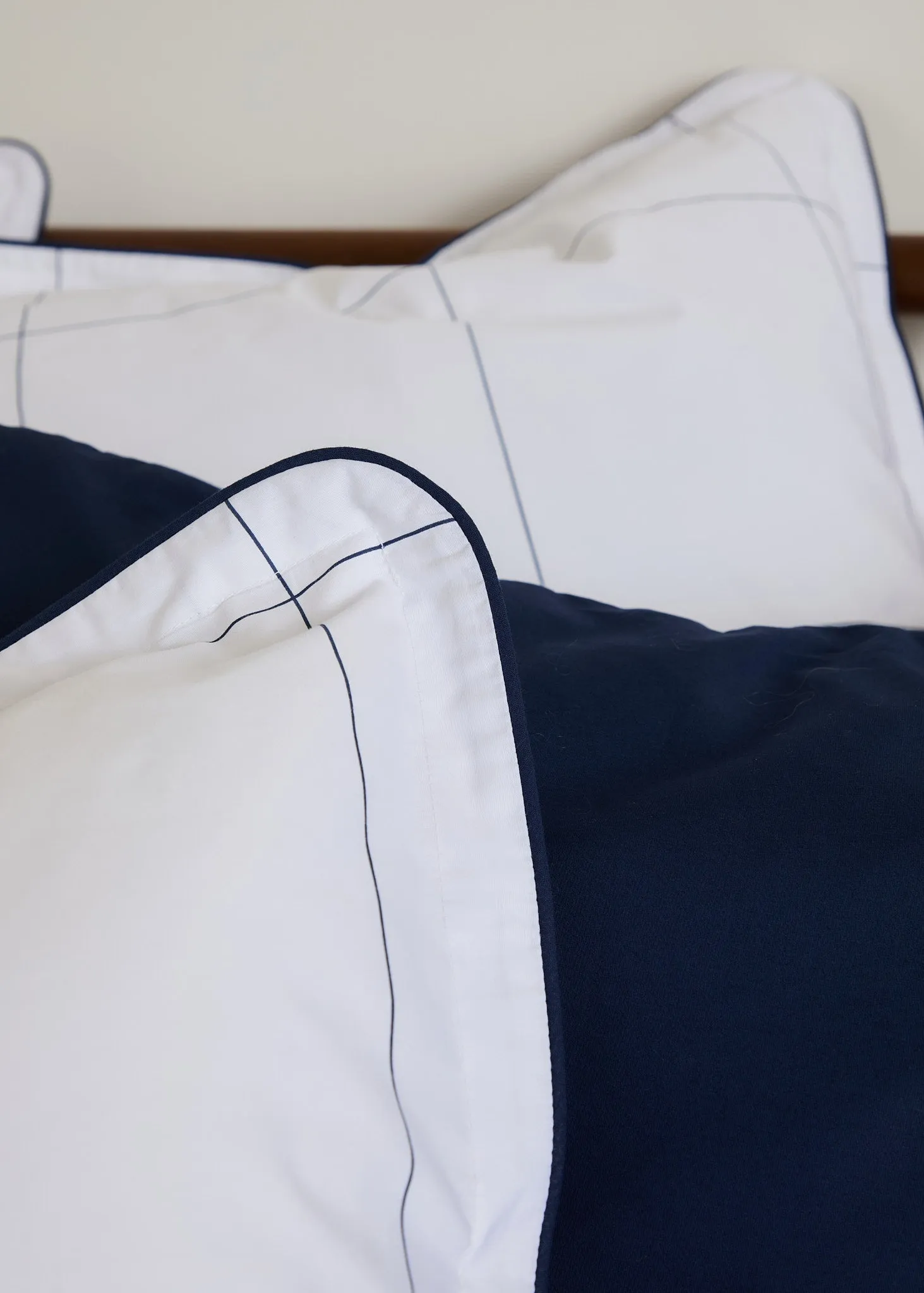 Foxford Navy Windowpane Oxford Pillowcase