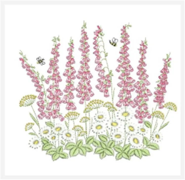 Foxglove & Daisy Embroidered Guest Towel