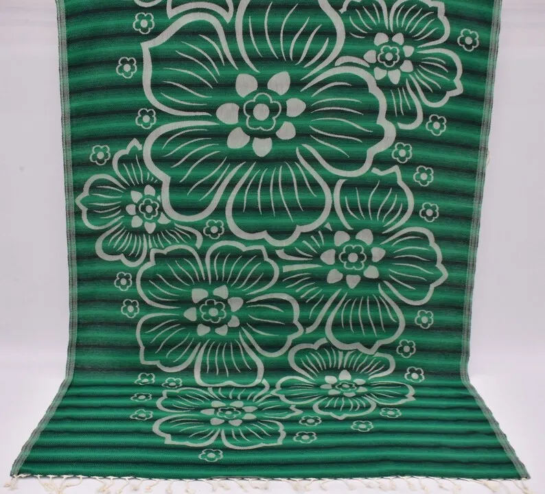 Green Hibiscus Flowers 100% Cotton Towel