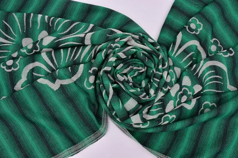 Green Hibiscus Flowers 100% Cotton Towel