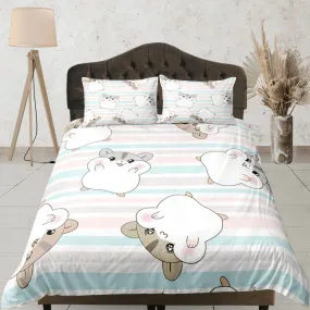 Hamster Anime Duvet Cover Set Cute Bedspread, Kawaii Dorm Bedding Single with Pillowcase, Comforter Cover Twin