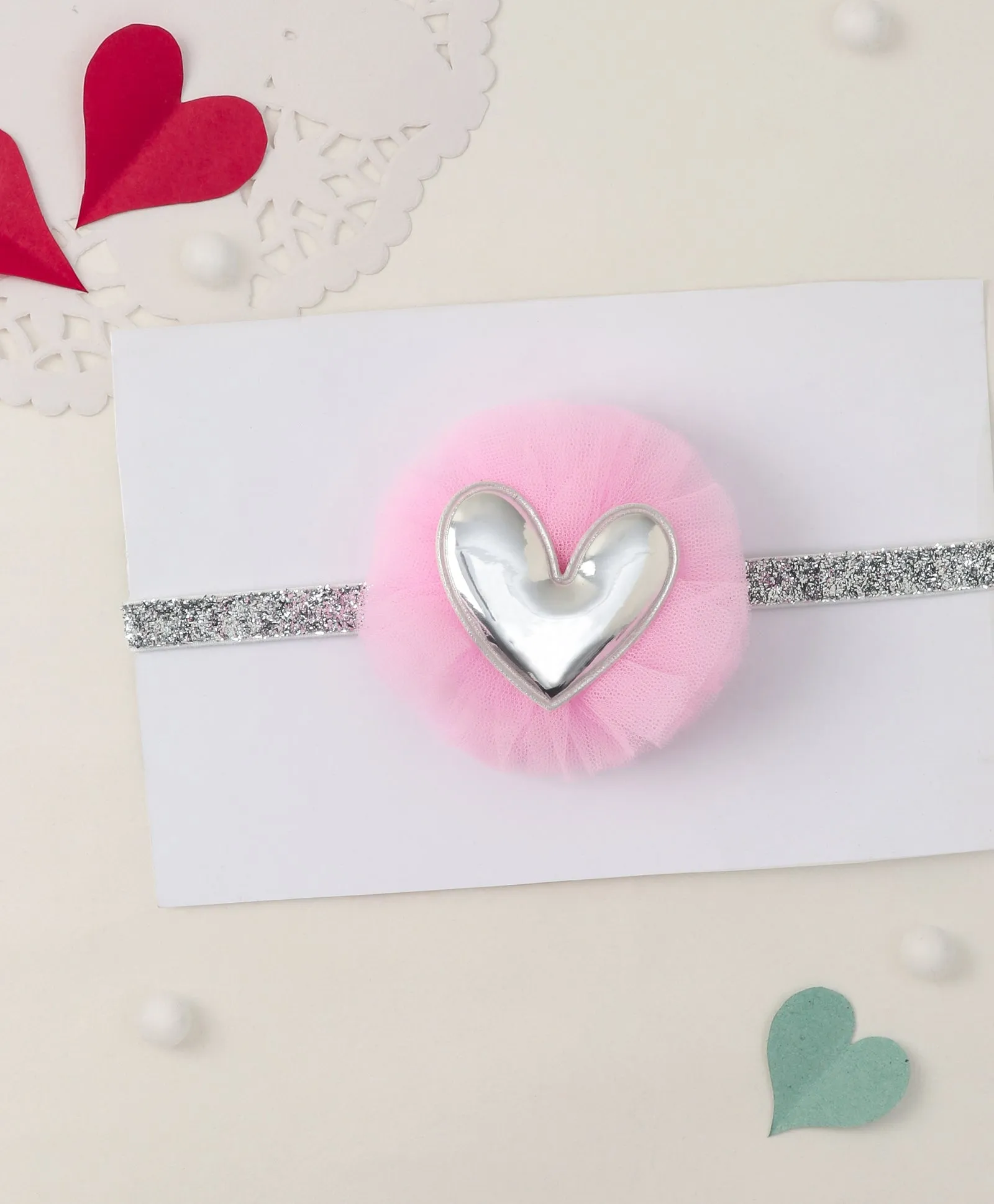 Heart Applique Headband - Light Pink